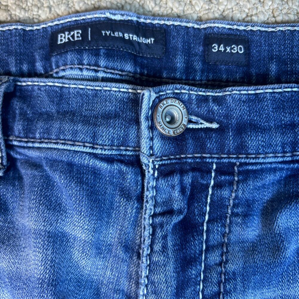 BKE jeans Tyler Straight 34x29 embroidered western stitched blue wash Buckle - Picture 4 of 7